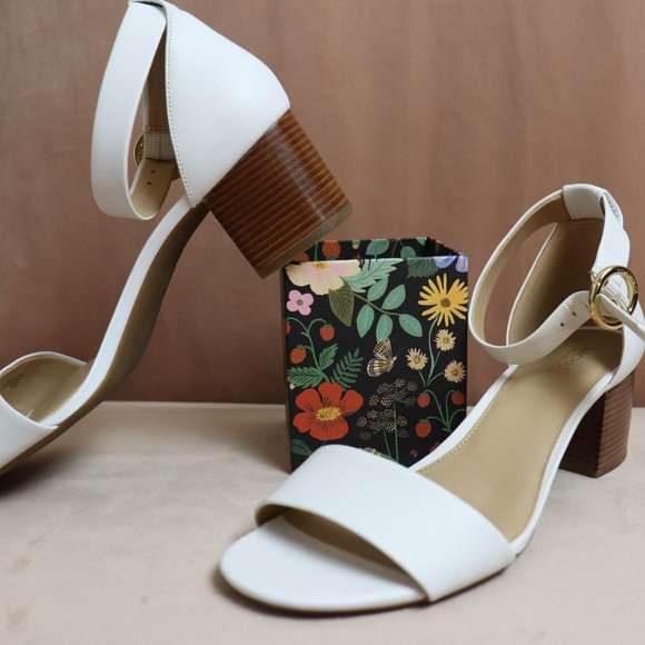 MICHAEL KORS Lena Leather Sandals Block Heel size 9 White - Picture 6 of 11
